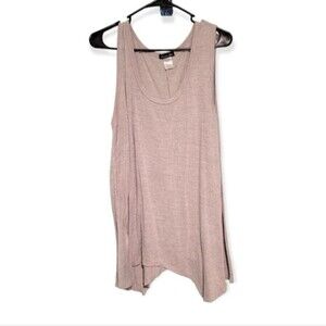 Olivia Blu Taupe Knit Sleeveless Top Sharkbite Hem Size 2X